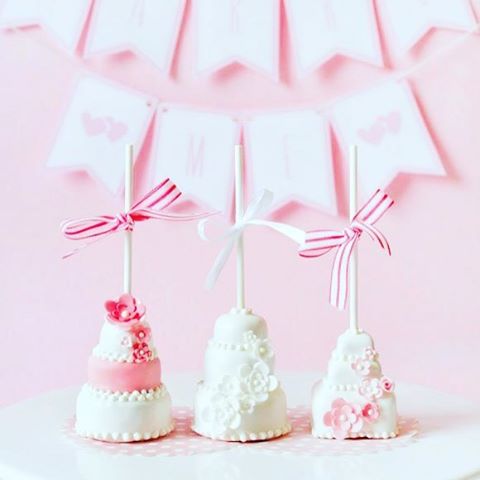 Mini wedding cake pop cakes  we want them! ninerbakeshellip