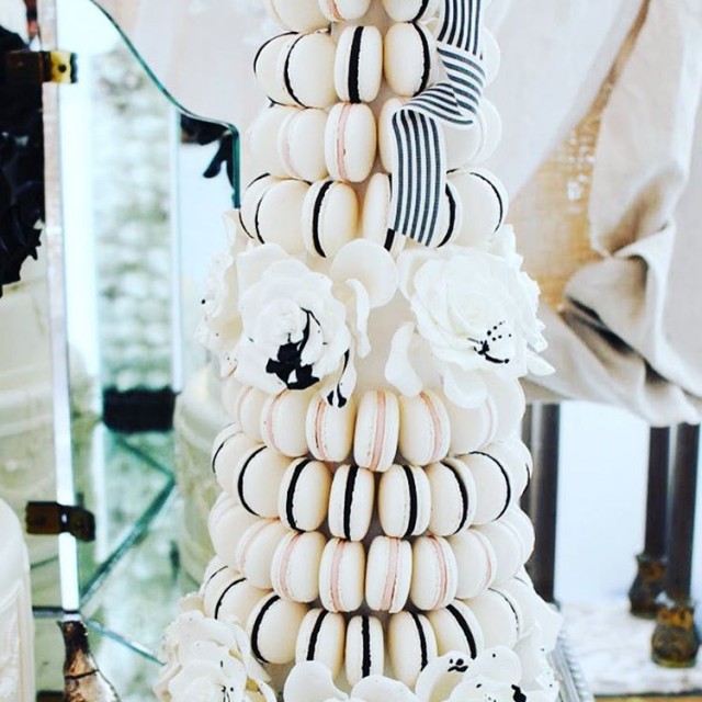 This macaron black and white tower oozes style and sophisticationhellip