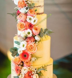 IMAGE 11 - Yellow Citrus Floral Wedding Cake - Fruit Flowers